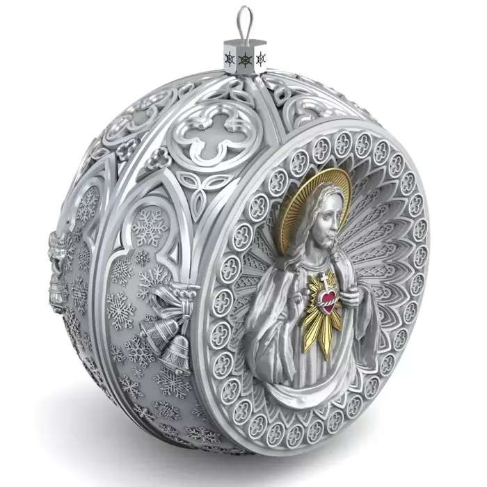 Набор из 2 серебряных ёлочных шаров "Иисус и Мадонна"